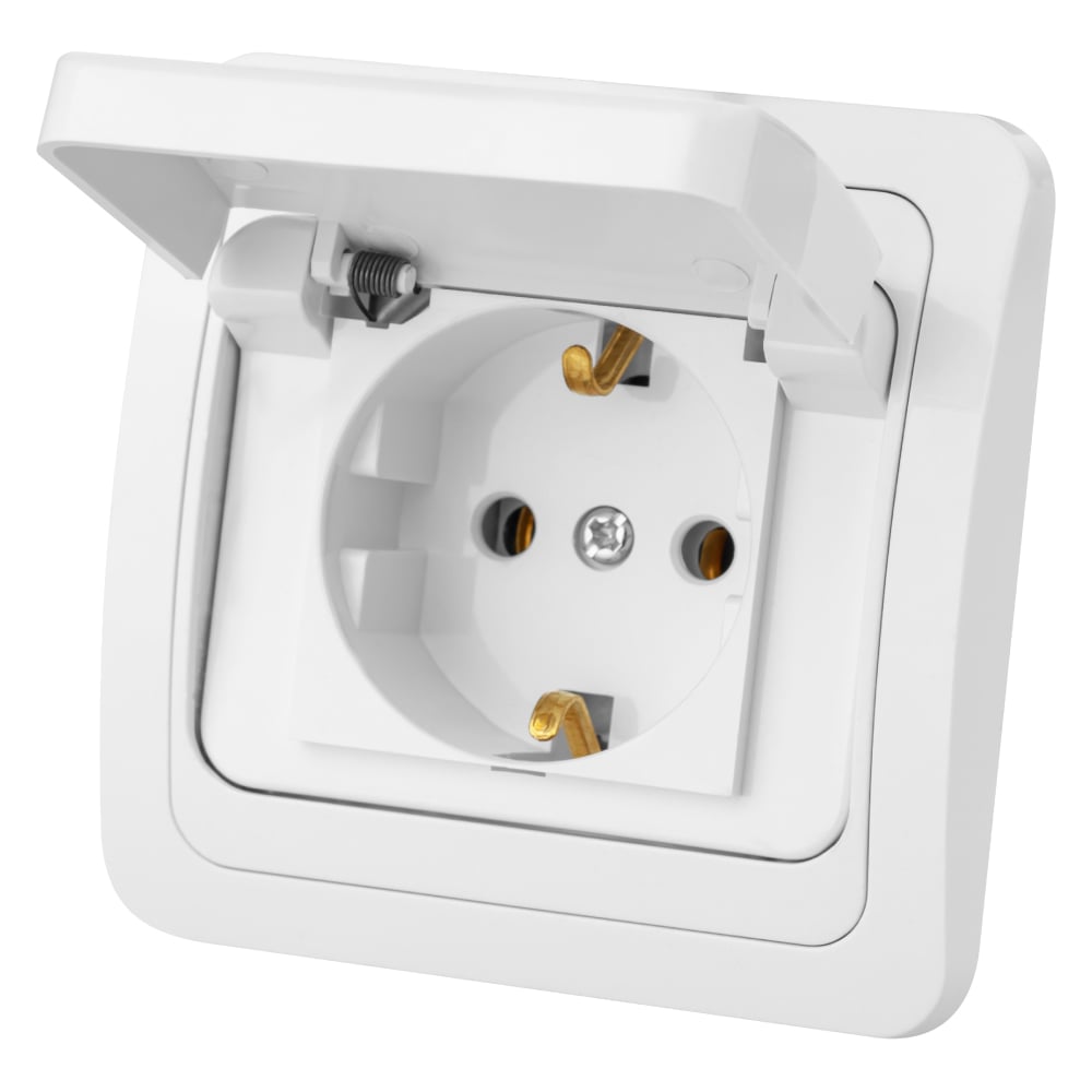 Изображение товара Розетка с крышкой белая 2П+З 16А TDM ELECTRIC Валдай SQ1804-0011