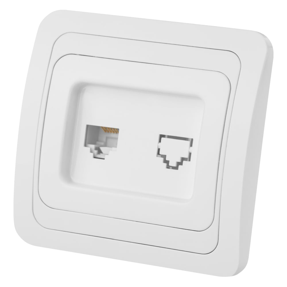 Изображение товара Компьютерная розетка белая серия Валдай для кабелей RJ-45, IP20, встраиваемая