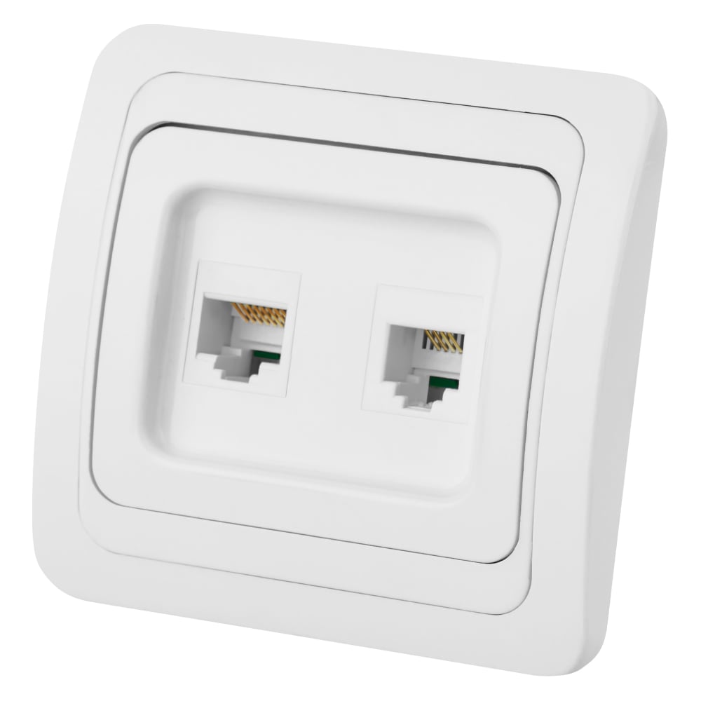 Изображение товара Компьютерная розетка TDM Валдай RJ-45 + RJ-11 белая