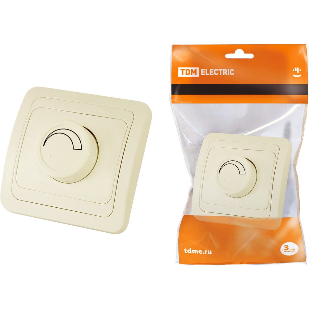 Изображение товара Поворотный светорегулятор слоновая кость RL 600Вт TDM Валдай