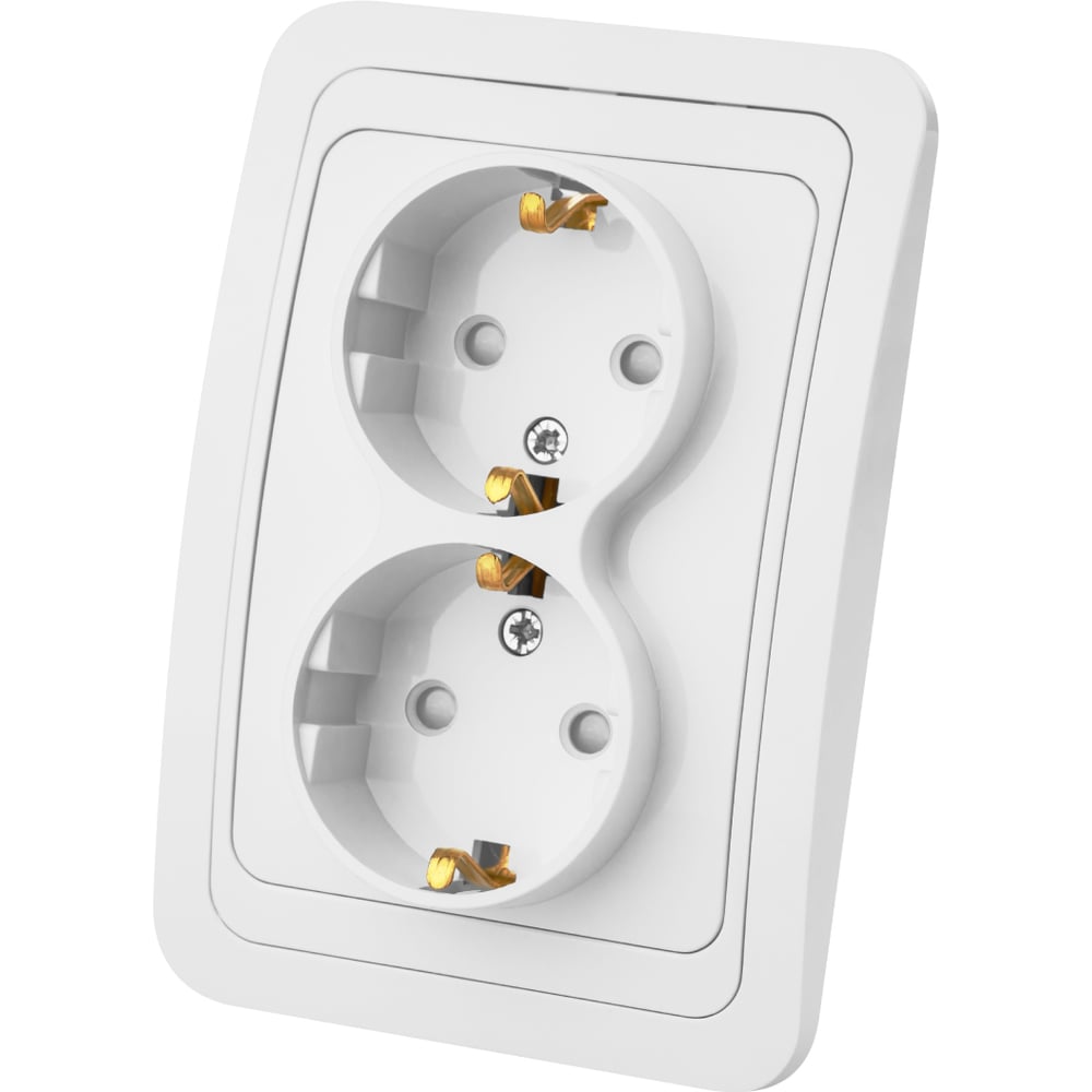 Изображение товара Двойная розетка c защитными шторками Белая 16А TDM ELECTRIC Валдай SQ1804-0026