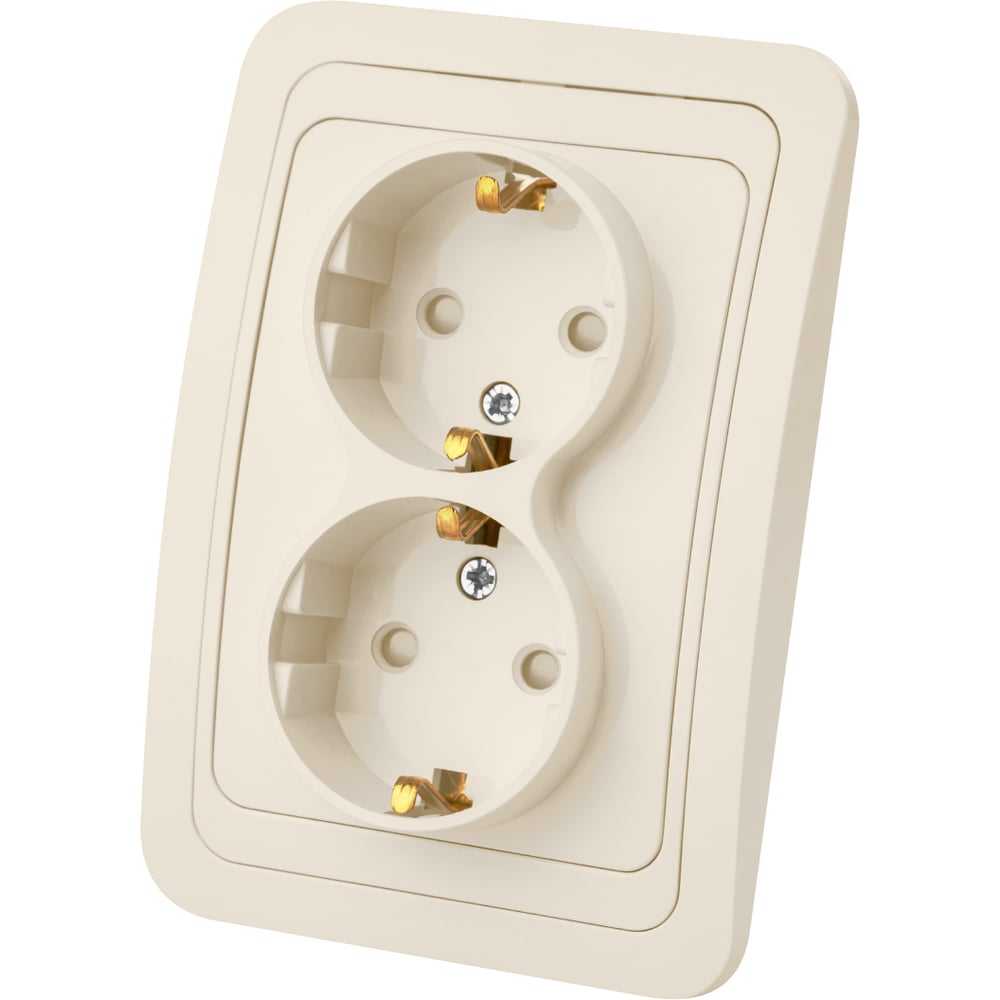 Изображение товара Розетка двойная серия Валдай 16А слоновой кости IP20 встраиваемая