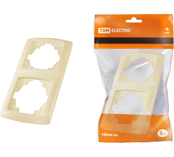 Изображение товара Рамка 2-х постовая вертикальная слоновая кость "Онега" TDM ELECTRIC SQ1805-0056