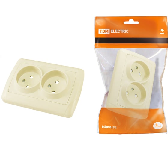 Изображение товара Розетка 10А 250В с защитными шторками слоновая кость "Онега" TDM ELECTRIC SQ1805-0041