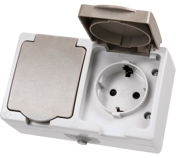 Изображение товара Двойная розетка горизонтальная открытой установки 2П+3 IP54 16А TDM ELECTRIC Вуокса SQ1803-0008