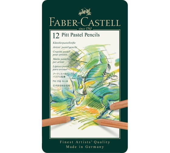 Изображение товара Пастельные карандаши Faber-Castell pitt pastel, 12 цветов, металлическая коробка 112112