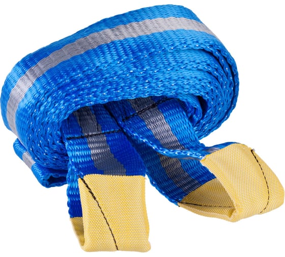 Изображение товара Буксировочный трос ЗУБР 2 петли, 10 т, ширина ленты 60 мм, длина 5 м, 61216-10