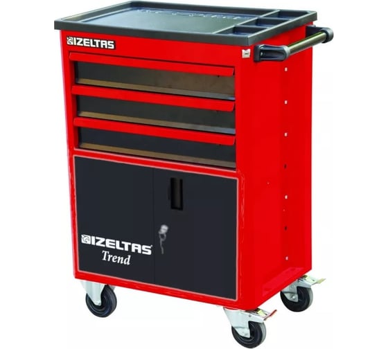 Изображение товара Инструментальная тележка IZELTAS TREND черно-красная, с инструментами, 5 ящиков 8244003096