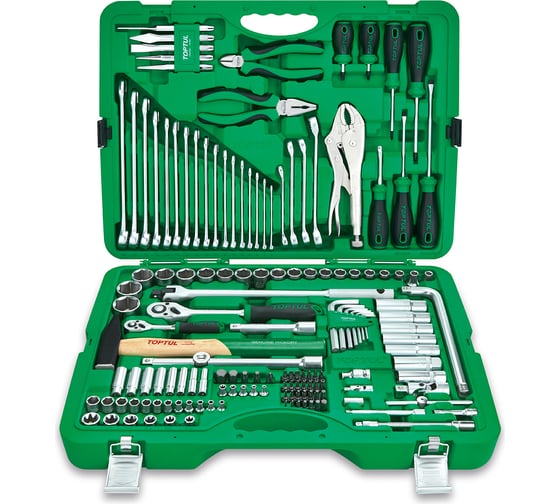 Изображение товара Набор инструментов TOPTUL в чемодане, 1/4" и 1/2" 6-гр. 150 предметов, GCAI150R