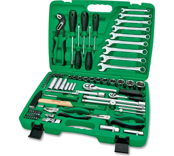 Изображение товара Набор инструментов TOPTUL в чемодане, 1/4" и 1/2" 6-гр. 80 предметов, GCAI8002
