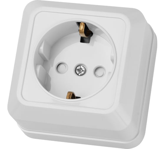 Изображение товара Розетка открытой установки с защитными шторками 2П+З IP20 16А, белый TDM ELECTRIC Ладога SQ1801-0060
