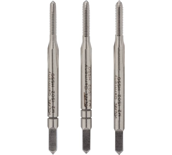 Изображение товара Набор метчиков VOELKEL 3 шт, М 2 шаг 0,4 мм, HSS-G, DIN352 V27316