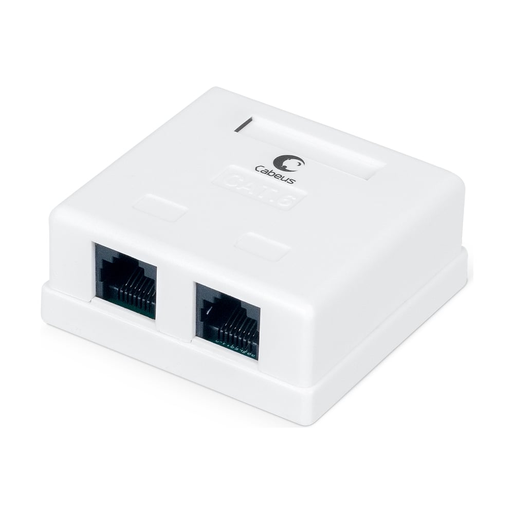Изображение товара Компьютерная розетка Cabeus RJ-45(8P8C), категория 6, двойная, внешняя, Dual IDC WS-8P8C-Cat.6-2