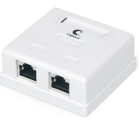 Изображение товара Компьютерная розетка Cabeus RJ-45(8P8C), категория 5e, экранированная, двойная, внешняя, Dual IDC WS-8P8C-Cat.5e-SH-2