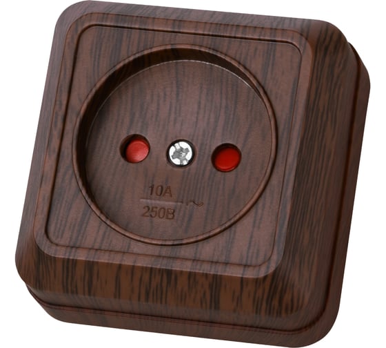 Изображение товара Розетка TDM ELECTRIC 2П открытой установки с защитными шторками IP20 10А, бук, серия "Ладога" SQ1801-0037