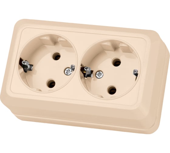 Изображение товара Двойная розетка открытой установки 2П+3 IP20 16А, слоновая кость TDM ELECTRIC Ладога SQ1801-0020