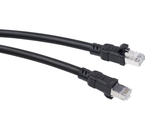 Изображение товара Экранированный патч-корд Cabeus F/UTP, категория 6a, 2xRJ45/8p8c, армированный гофрированной стальной лентой, черный, РЕ, внешний, 5м PC-ARM-FTP-RJ45-Cat.6a-5m-PE