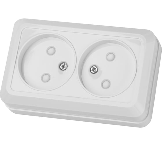 Изображение товара Двойная розетка открытой установки с защитными шторками 2П IP20 10А, белая TDM ELECTRIC Ладога SQ1801-0061