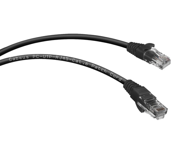 Изображение товара Неэкранированный патч-корд Cabeus U/UTP, категория 6, 2xRJ45/8p8c, черный, PVC, 0.3м PC-UTP-RJ45-Cat.6-0.3m-BK