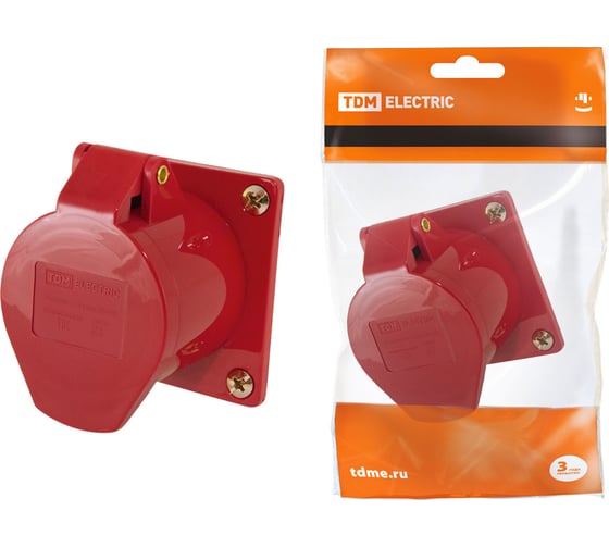 Изображение товара Стационарная розетка для скрытой установки 424 3Р+РЕ 32А 380В IP44 TDM ELECTRIC SQ0604-0015