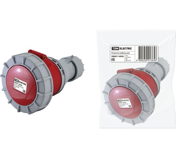 Изображение товара Кабельная розетка IP67 16А 3Р+РЕ+N 380В TDM ELECTRIC SQ0611-0026