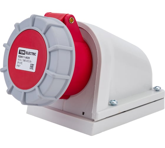 Изображение товара Розетка наружной установки IP67 16А 3Р+РЕ 380В TDM ELECTRIC SQ0611-0029