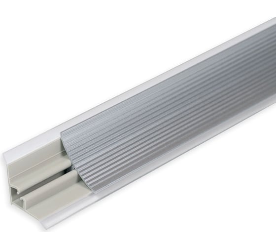 Изображение товара Плинтус для столешниц Волшебная палочка вогнутый рифленый пвх 25x25 мм 3.05 м серебро УТ000077831