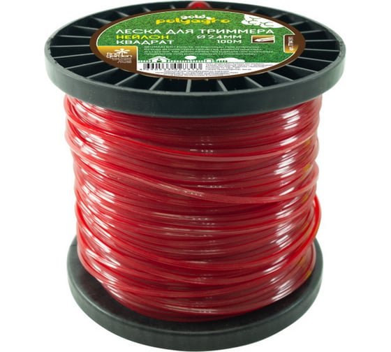 Изображение товара Леска для триммера Gold квадрат 2.4 мм, 100 м POLYAGRO 7704191