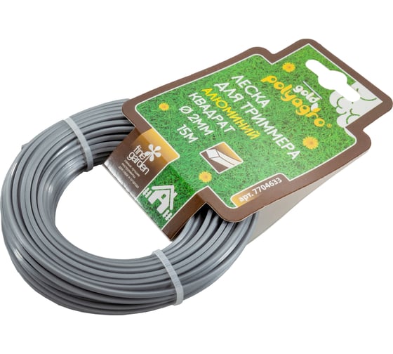 Изображение товара Леска для триммера Gold алюминий "квадрат" 2,0мм15м POLYAGRO 7704633