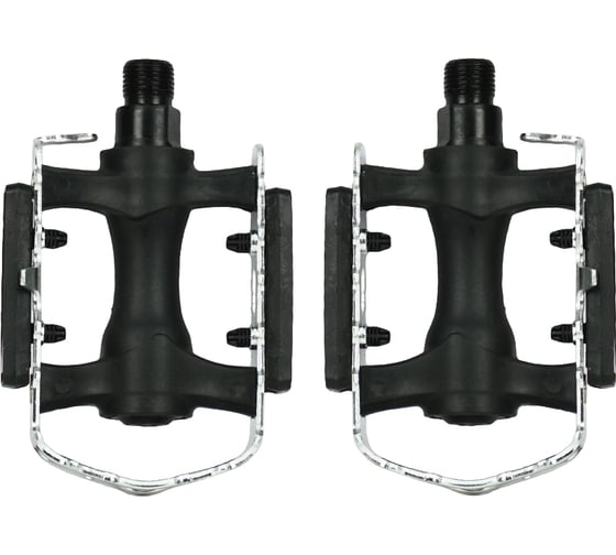 Изображение товара Педали Feimin FP-917, 111х76мм, база пластик, стальная ось, рамка алюминий, 311гр, черные\серебристые H000010703