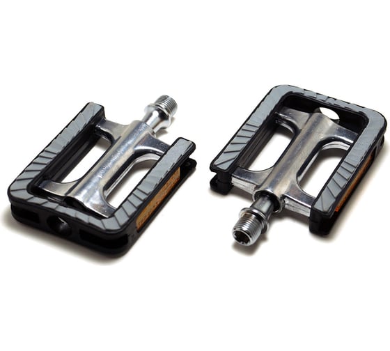 Изображение товара Педали Feimin FP-930, 104х73мм, база алюминий, нескользящее покрытие, стальная ось, промподшипники, комфорт, серебряные\черные H000014301