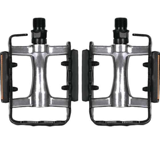 Изображение товара Педали Feimin FP-980Alu, 100х65мм, база алюминий, стальная ось, рамка алюминий, 350гр, серебристый/черный H000013479