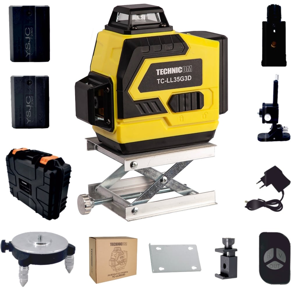 Изображение товара Лазерный 3D уровень TECHNICOM TC-LL35G3D, 12 лучей, зеленый, до 30 м
