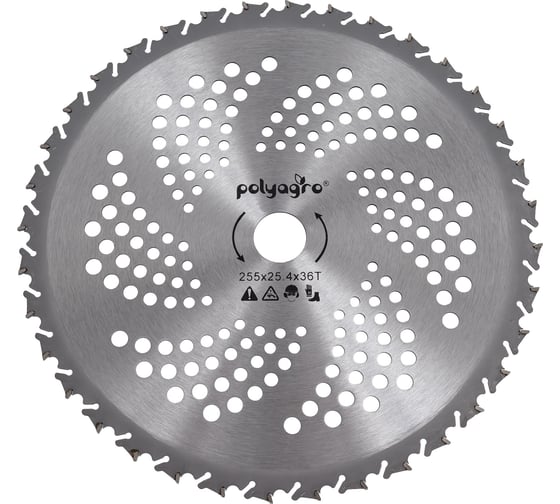 Изображение товара Диск для триммера Антиудар 255x25.4х1.2 мм, 36 зубьев POLYAGRO 7706220