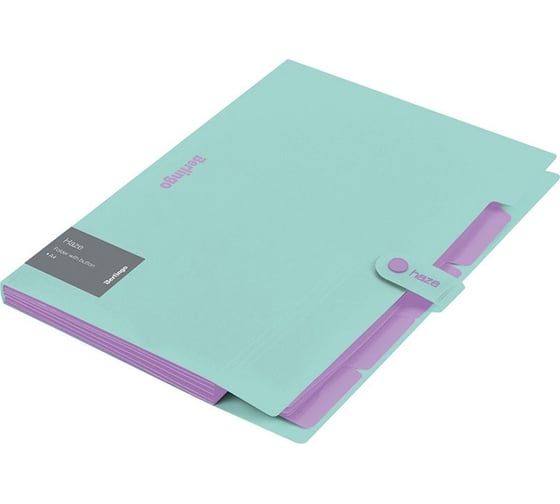 Изображение товара Папка Berlingo haze 5 отделений, а4, 600 мкм, на кнопке, мятная, софт-тач XF4_05922