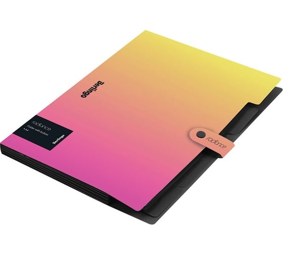 Изображение товара Папка Berlingo radiance 5 отделений, а4, 600 мкм, на кнопке, желтый/розовый градиент XF4_05001