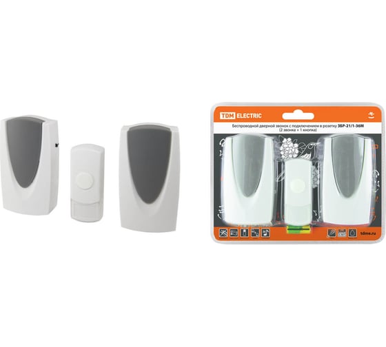 Изображение товара Беспроводной звонок TDM ELECTRIC ЗБР-21/1-36М 2 звонка SQ1901-0012