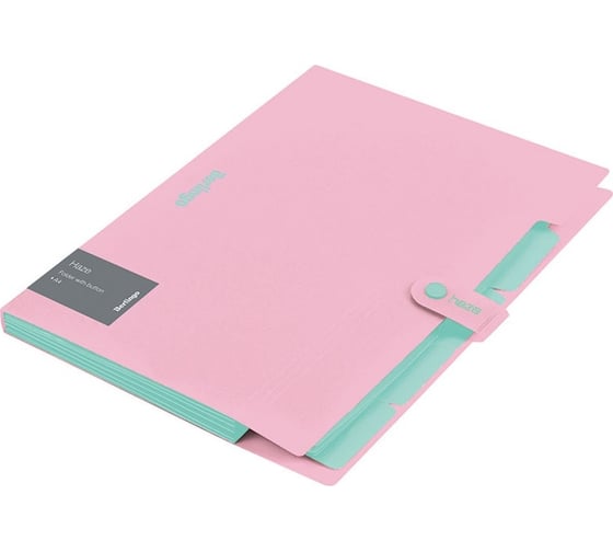 Изображение товара Папка Berlingo haze 5 отделений, а4, 600 мкм, на кнопке, розовая, софт-тач XF4_05923