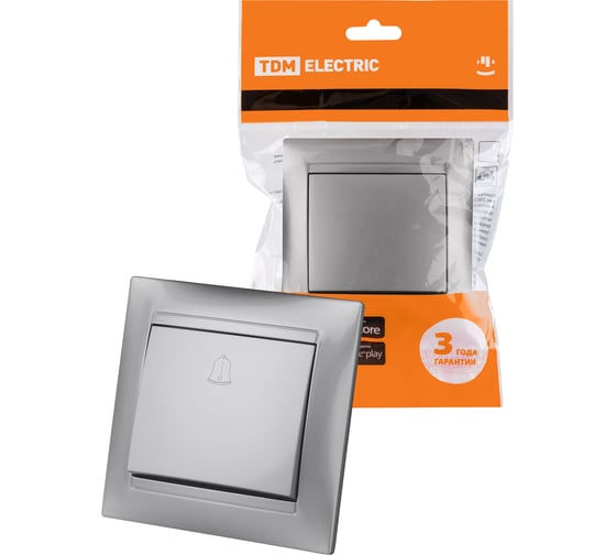 Изображение товара Звонковая кнопка TDM ELECTRIC серебристый металлик Лама SQ1815-0208