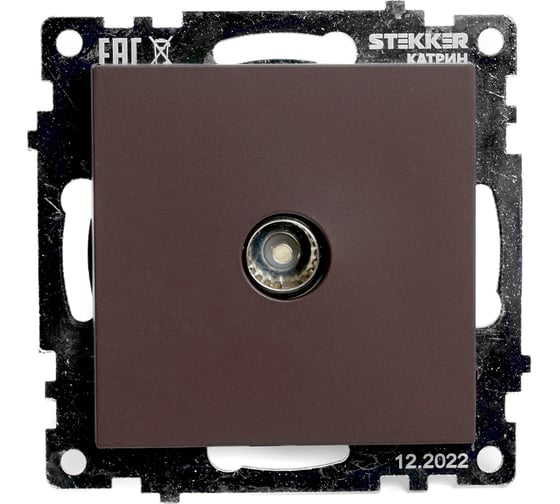 Изображение товара 1-местная телевизионная розетка (механизм) STEKKER GLS00-7108-05, 75 Ом, 5-862МГц, серия Катрин, черный 49024