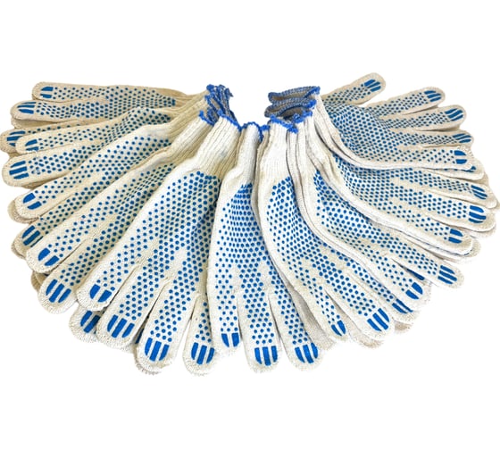 Изображение товара Перчатки с ПВХ ООО Гранд Пак 5 нитей, 10к, точка белая, 10 пар 9130