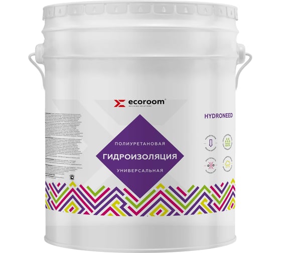 Изображение товара Полиуретановая универсальная гидроизоляция ECOROOM HYDRONEED серая, 10 кг 443-1-10