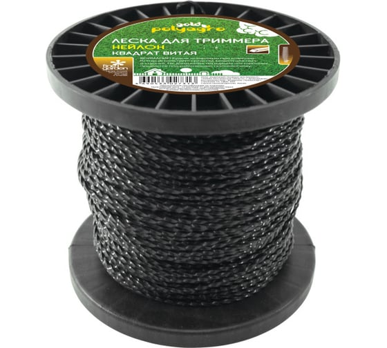 Изображение товара Леска Gold 3 мм, 100 м, витой квадрат для триммера POLYAGRO 7704496