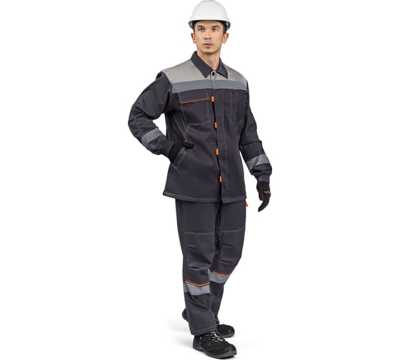 Изображение товара Мужской костюм ТЕХНОСЭЙФ ДОН ЭК темно-серый/серый/оранжевый, р. 88-92/170-176 4640271084451