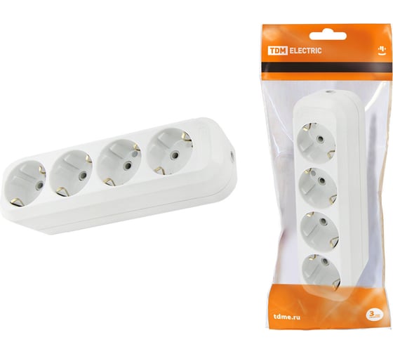 Изображение товара Розеточная колодка TDM ELECTRIC 4 гнезда 16А белая SQ1806-0014
