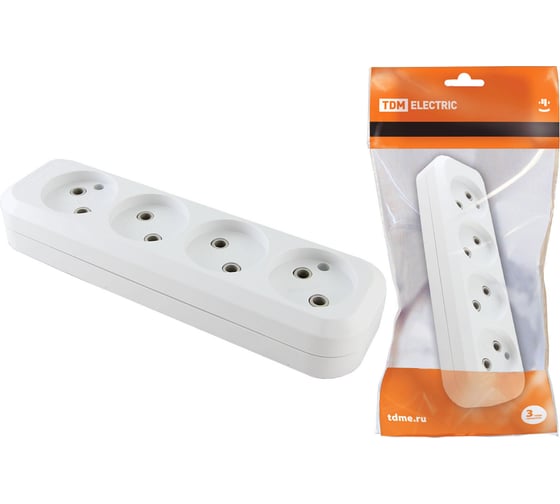 Изображение товара Розеточная колодка TDM ELECTRIC 4 гнезда 10А белая SQ1806-0011