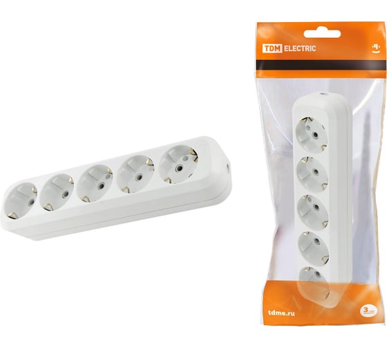 Изображение товара Розеточная колодка TDM ELECTRIC 5 гнезд 16А белая SQ1806-0035
