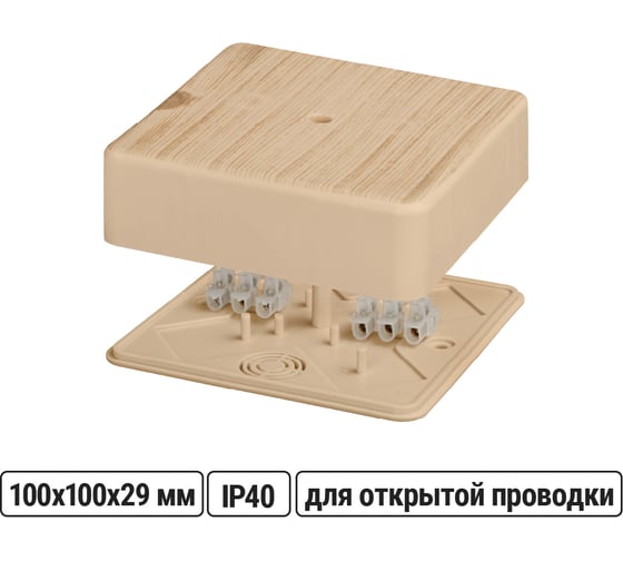 Изображение товара Коробка распределительная TDM ELECTRIC 100х100х29 ОП сосна, с клеммной колодкой, IP40 SQ1401-0408