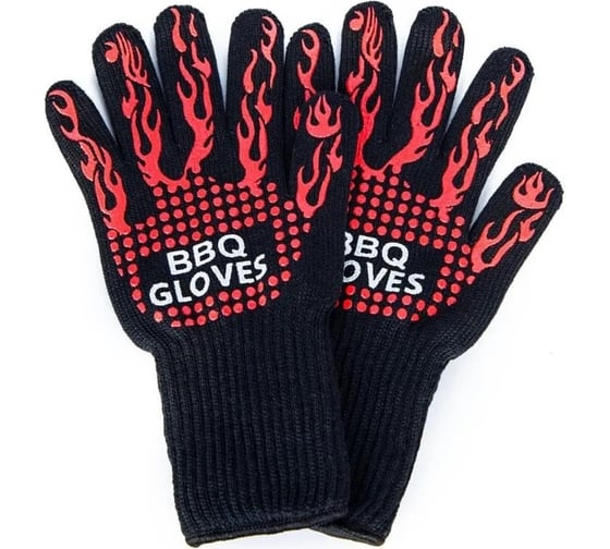 Изображение товара Огнеупорные двухслойные перчатки для гриля и барбекю URM на 500 градусов, 2 шт. D01573