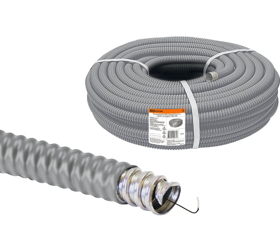 Изображение товара Металлорукав в ПВХ-изоляции TDM ELECTRIC РЗ-Ц-П 10 серый 25м SQ0407-0111